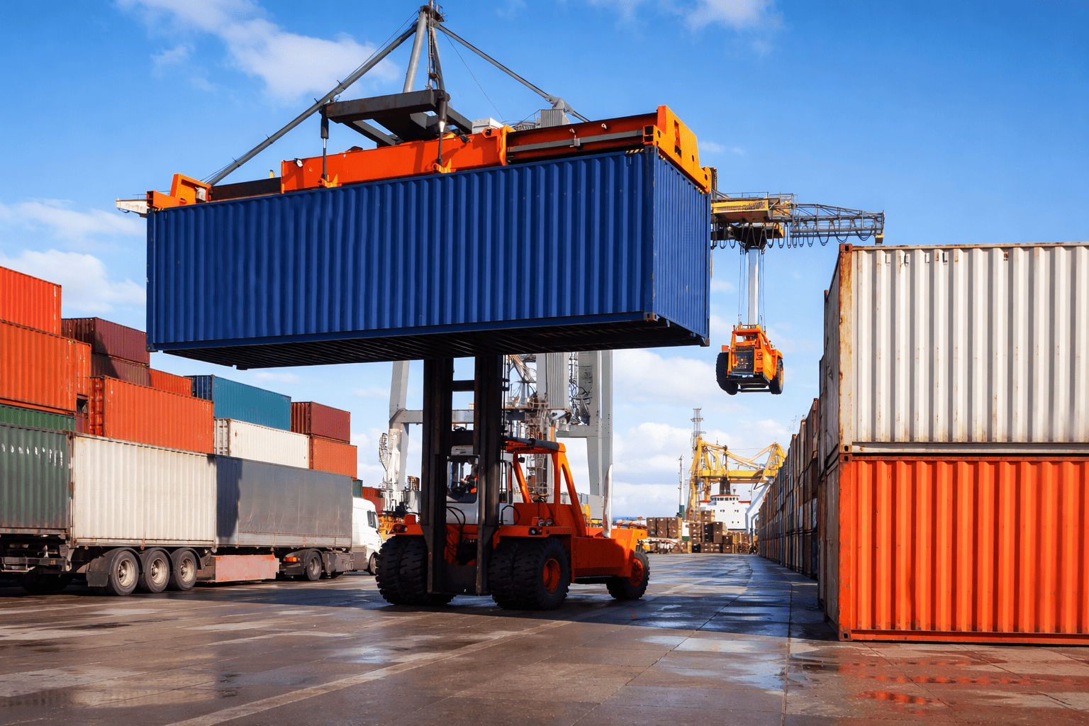 Погрузка контейнера в порту при мультимодальной доставке через Клайпеду